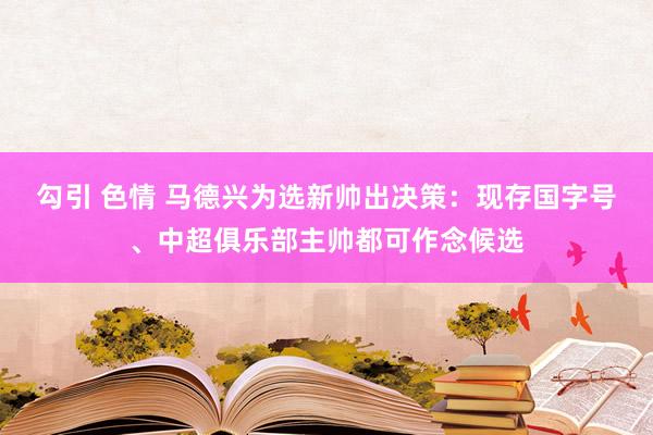 勾引 色情 马德兴为选新帅出决策：现存国字号、中超俱乐部主帅都可作念候选