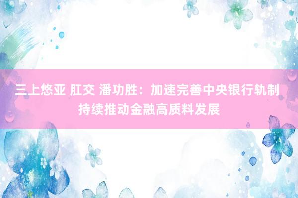 三上悠亚 肛交 潘功胜：加速完善中央银行轨制 持续推动金融高质料发展
