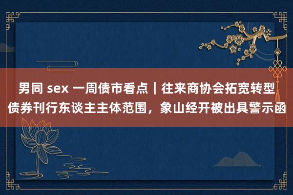 男同 sex 一周债市看点｜往来商协会拓宽转型债券刊行东谈主主体范围，象山经开被出具警示函