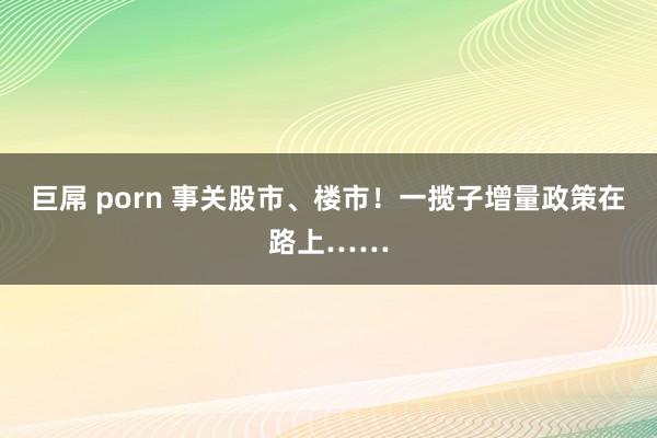 巨屌 porn 事关股市、楼市！一揽子增量政策在路上……