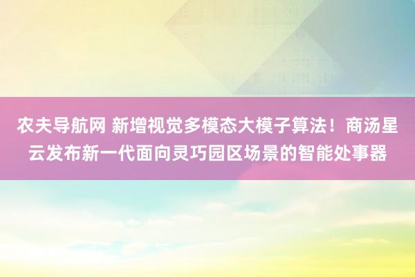 农夫导航网 新增视觉多模态大模子算法！商汤星云发布新一代面向灵巧园区场景的智能处事器