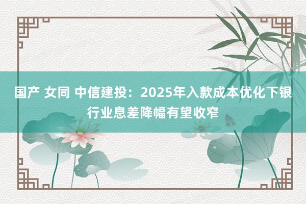国产 女同 中信建投：2025年入款成本优化下银行业息差降幅有望收窄